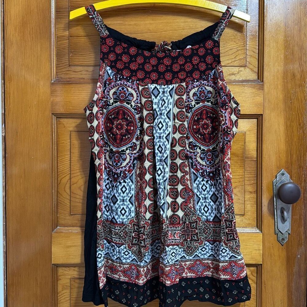 Kyla Seo Anthro Back Tie Red Black Sleeveless Top Women’s Small